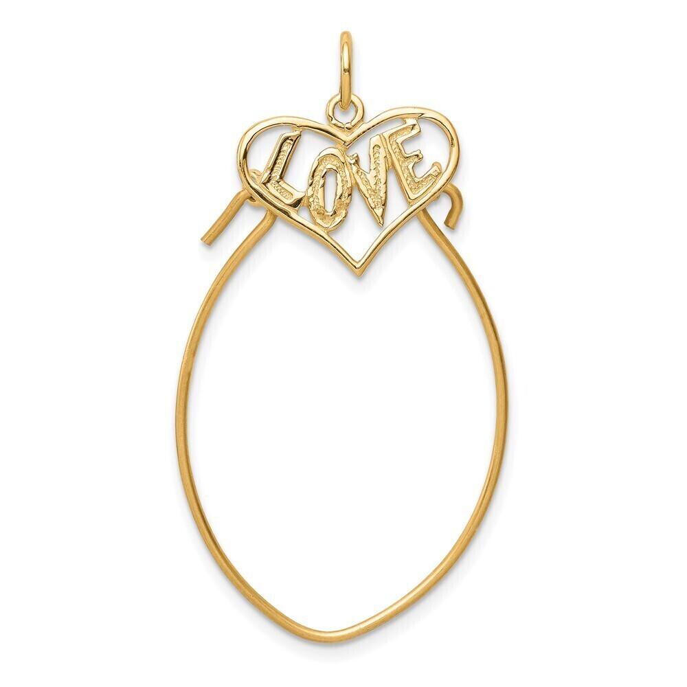 Million Charms 10k Yellow Gold Polished Filigree LOVE Charm Holder Genuine Gold